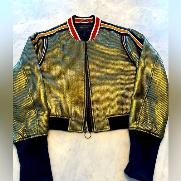 BCBG gold bomber jacket size Large - Picture 1 of 3